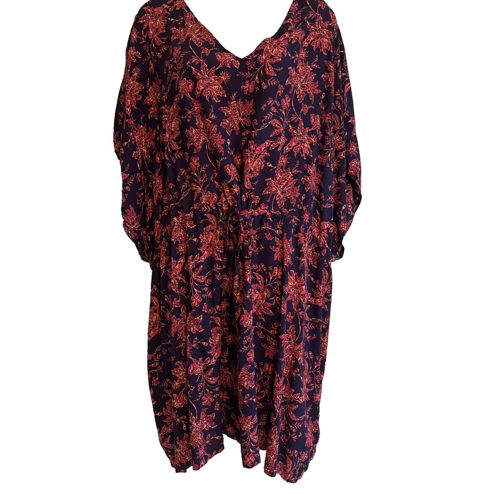 Lands' End Womens Swim Cover-Up Size XL-XXL Coastal Floral Vacation Beach